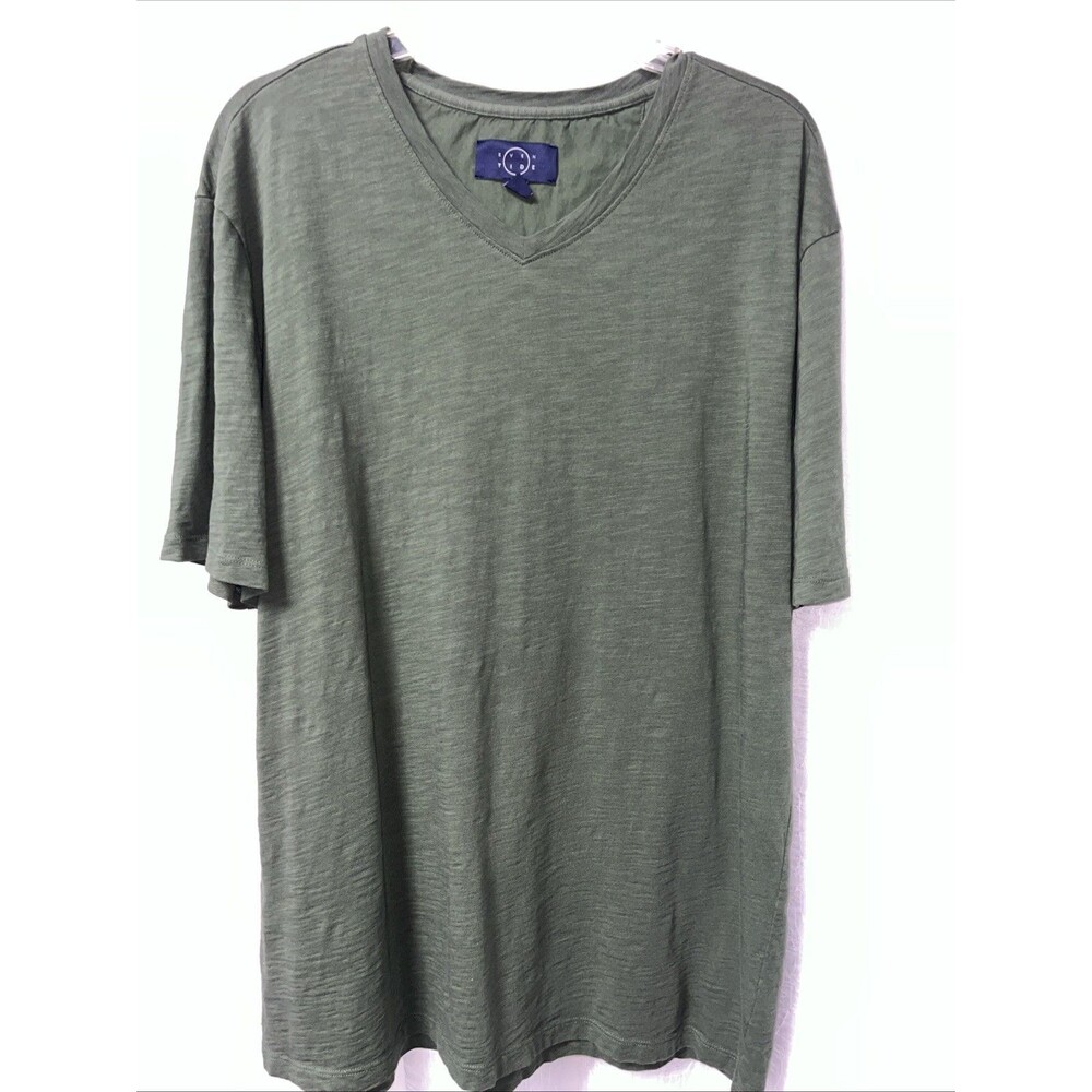 Even Tide Mens V-Neck Pullover T-Shirt 100% Cotton Green Size XL